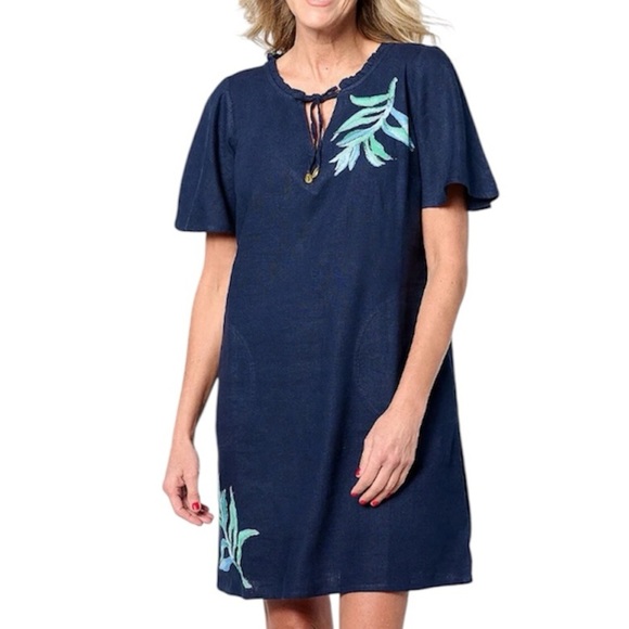Susan Graver Soleil Linen Printed Coverup - Picture 1 of 11